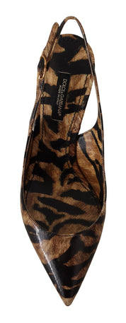 Brown Slingbacks Leather Tiger Shoes
