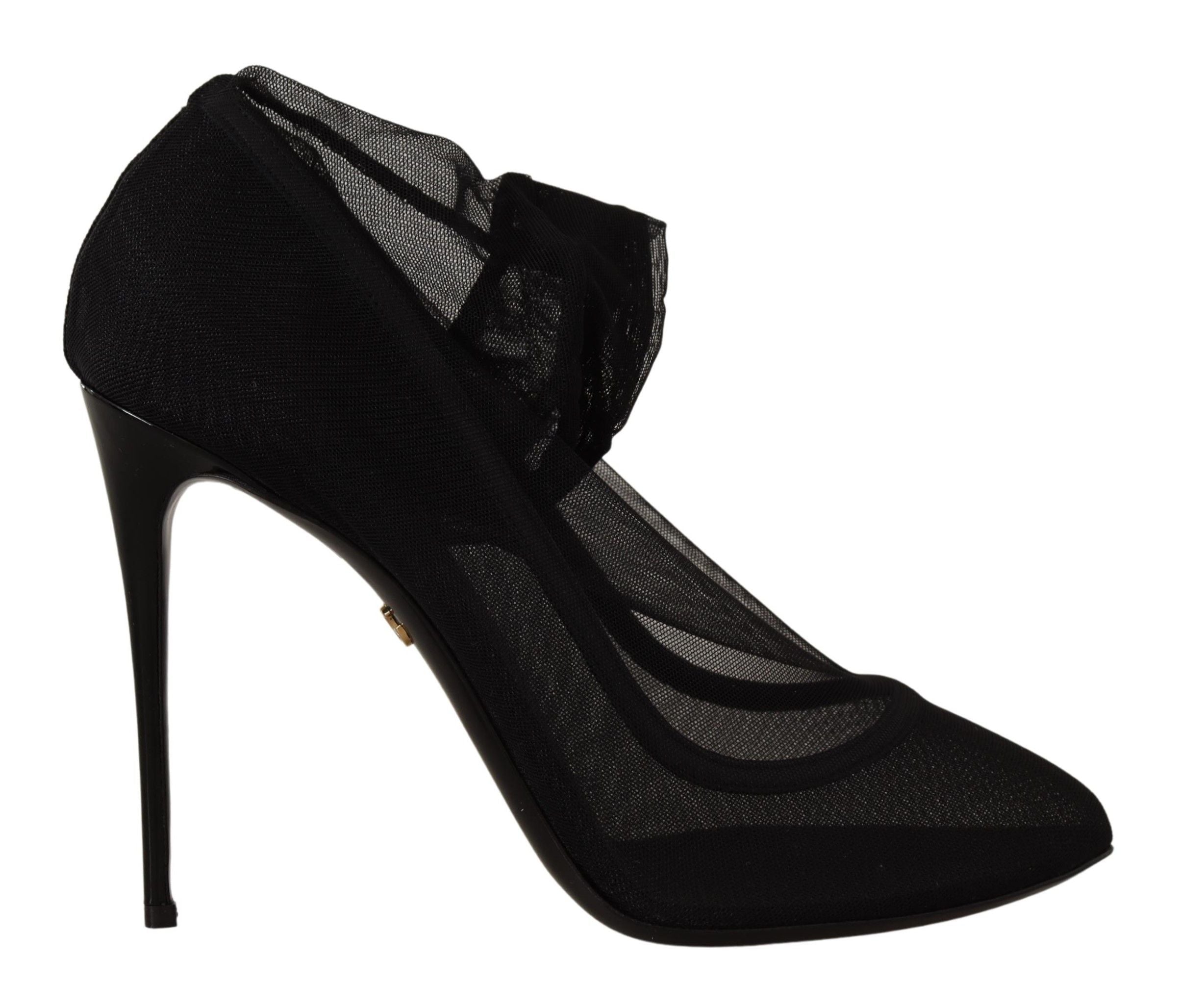 Dolce & Gabbana Black Tulle Stretch Boots Pumps Shoes Dolce & Gabbana