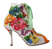 White Jersey Stretch Boots Open Toes Heels Shoes