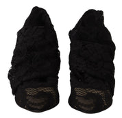 Black Stretch Socks Taormina Lace Boots Shoes