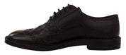 Purple Leather Oxford Wingtip Formal Shoes
