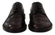 Purple Leather Oxford Wingtip Formal Shoes