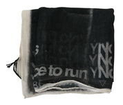 Costume National Dark Gray Wool Foulard Branded Scarf