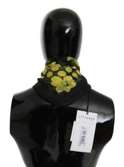 Black Yellow Floral Wrap Shawl Foulard Scarf