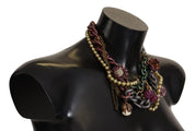 Gold Brass Sicily Floral Crystal Statement Necklace