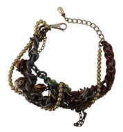 Gold Brass Sicily Floral Crystal Statement Necklace