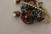Gold Brass Sicily Floral Crystal Statement Necklace