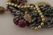 Gold Brass Sicily Floral Crystal Statement Necklace