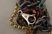 Gold Brass Sicily Floral Crystal Statement Necklace