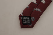 Maroon Hat Pattern 100% Silk Adjustable Accessory Tie