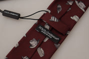Maroon Hat Pattern 100% Silk Adjustable Accessory Tie