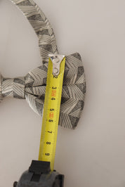 Gray 100% Silk Adjustable Neck Papillon Bow Tie