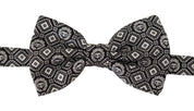 Black white 100% Silk Adjustable Neck Papillon Tie