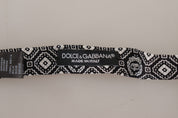 Black white 100% Silk Adjustable Neck Papillon Tie
