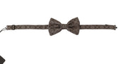 Black white 100% Silk Adjustable Neck Papillon Tie