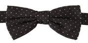 Gray Polka Dot 100% Silk Neck Papillon Tie