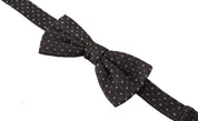Gray Polka Dot 100% Silk Neck Papillon Tie