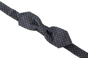 Blue Gray Polka Dot 100% Silk Neck Papillon Tie