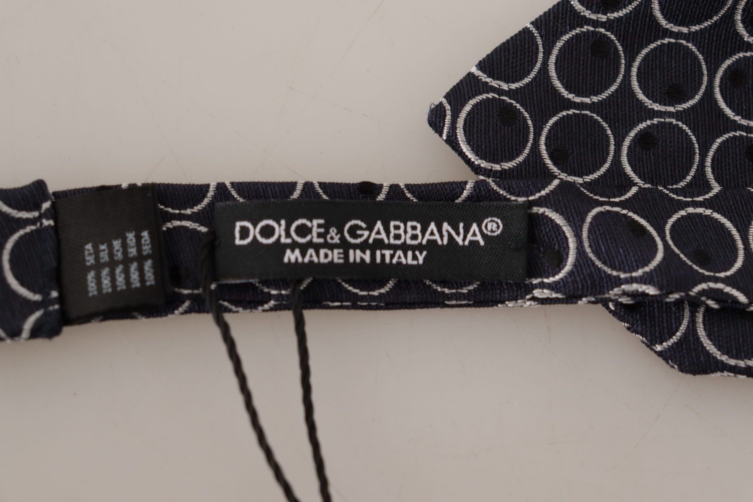 Black White Round 100% Silk Neck Papillon  Tie