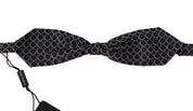 Black White Round 100% Silk Neck Papillon  Tie