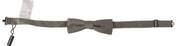 Black White Flower Pattern Silk Neck Papillon Tie