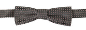 Black White Flower Pattern Silk Neck Papillon Tie