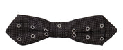 Black White Polka Dot 100% Silk Neck Papillon Tie