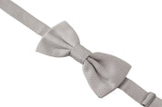 Gray 100% Silk Adjustable Neck Papillon Tie