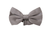 Gray 100% Silk Adjustable Neck Papillon Tie