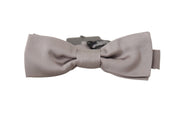 Silver 100% Silk Slim Adjustable Neck Papillon Tie