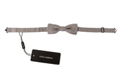 Silver 100% Silk Slim Adjustable Neck Papillon Tie