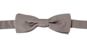 Silver 100% Silk Slim Adjustable Neck Papillon Tie
