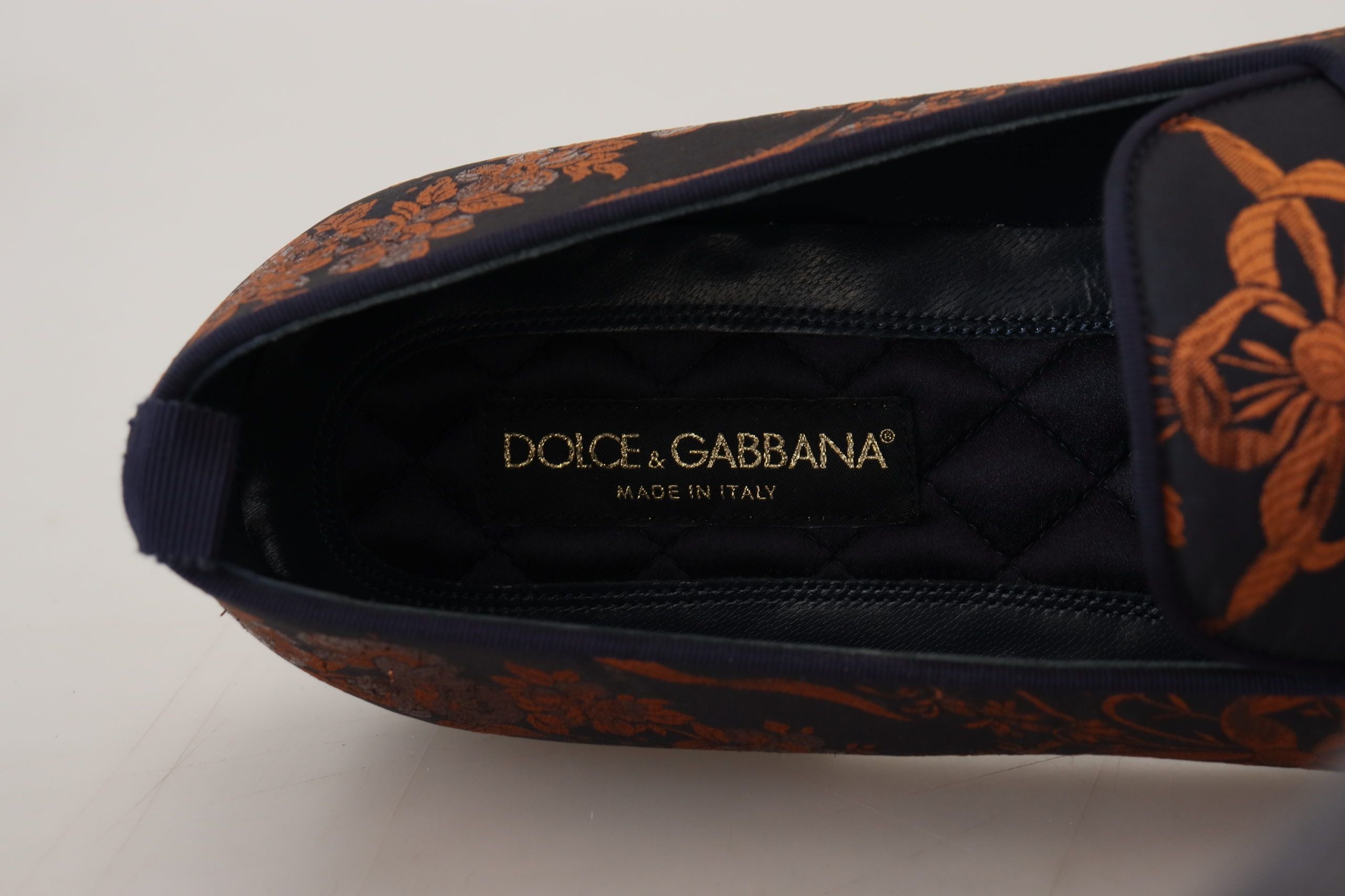 Dolce & Gabbana Blue Rust Floral Slippers Loafers Shoes Dolce & Gabbana