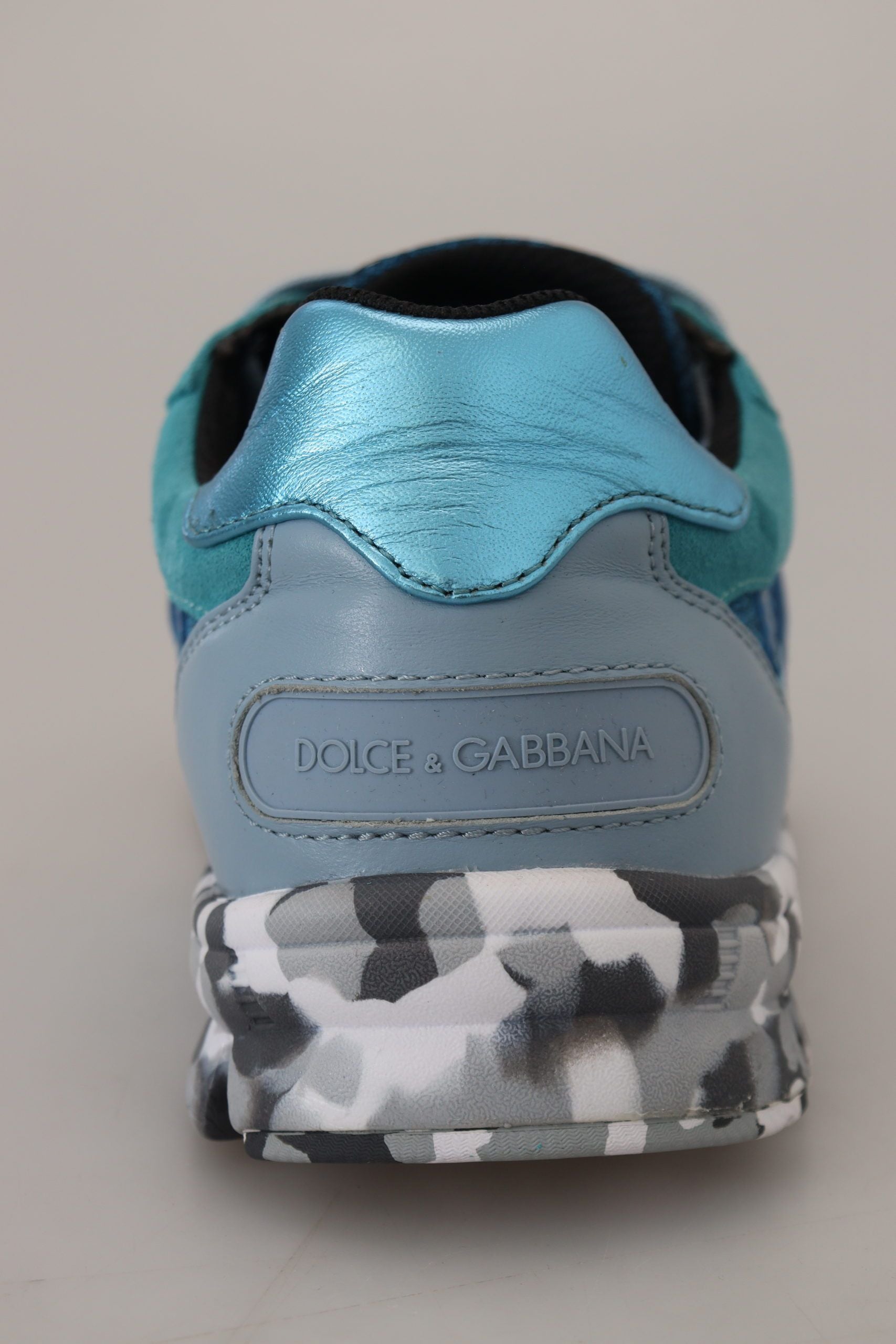 Dolce & Gabbana Blue Gray Leather Sport Low Top Sneakers Dolce & Gabbana