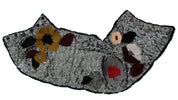 Silver Sequined Floral Weasel Fur Shoulder Scarf Wrap