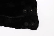 Black Weasel Fur Crochet Hood Scarf Hat