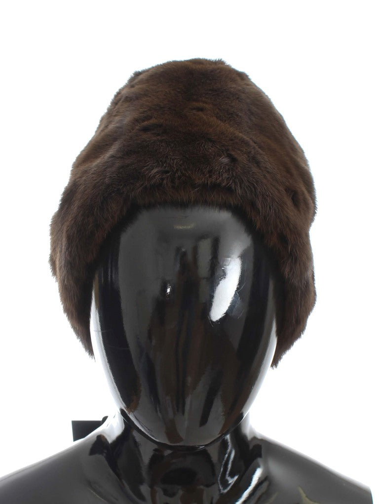 Dolce & Gabbana Brown Weasel Fur Womens Cashmere Hat Beanie Dolce & Gabbana