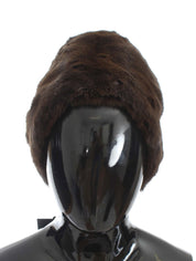Dolce & Gabbana Brown Weasel Fur Womens Cashmere Hat Beanie Dolce & Gabbana