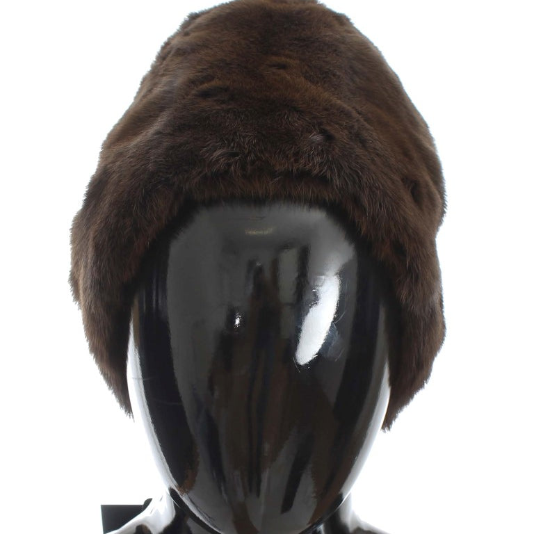 Dolce & Gabbana Brown Weasel Fur Womens Cashmere Hat Beanie Dolce & Gabbana