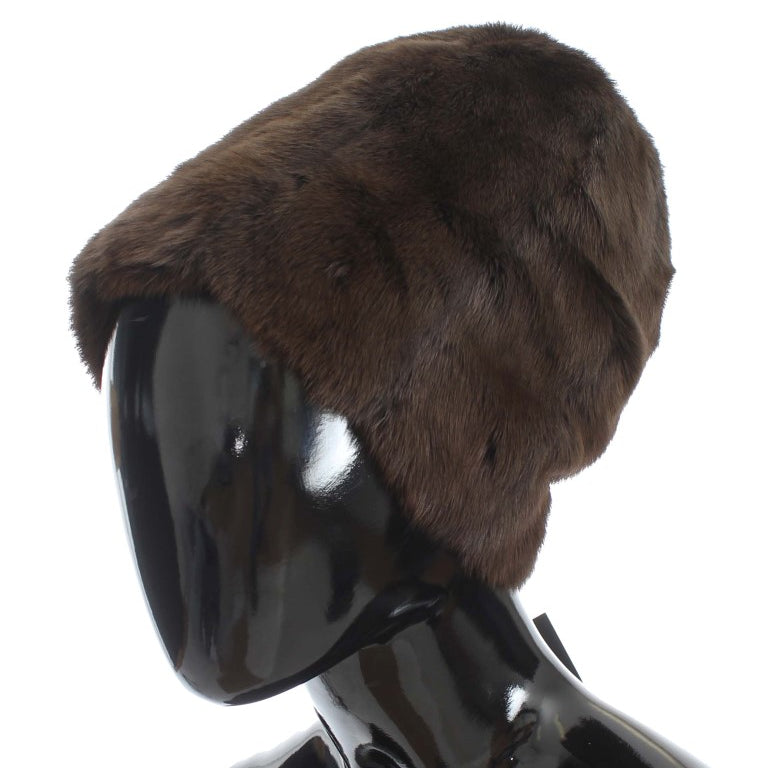 Dolce & Gabbana Brown Weasel Fur Womens Cashmere Hat Beanie Dolce & Gabbana