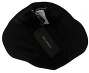 Dolce & Gabbana Black Wool White Floral Gold Leaf Hat Dolce & Gabbana