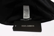 Dolce & Gabbana Black Wool White Floral Gold Leaf Hat Dolce & Gabbana