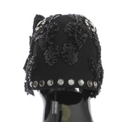 Dolce & Gabbana Black Crystal Gold Cherries Brooch Hat Dolce & Gabbana