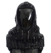 Dolce & Gabbana Black Knitted Sequin Hood Scarf Hat Dolce & Gabbana