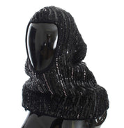 Dolce & Gabbana Black Knitted Sequin Hood Scarf Hat Dolce & Gabbana