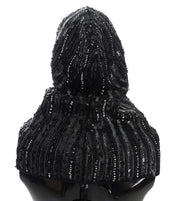 Dolce & Gabbana Black Knitted Sequin Hood Scarf Hat Dolce & Gabbana