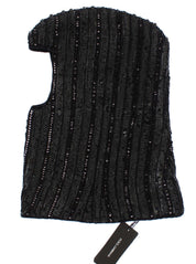 Dolce & Gabbana Black Knitted Sequin Hood Scarf Hat Dolce & Gabbana