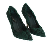 Green Xiangao Lamb Fur Leather Pumps