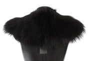 Black Fox Fur Collar Scarf