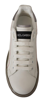White Leather Shoes Womens Logo Portofino Sneakers